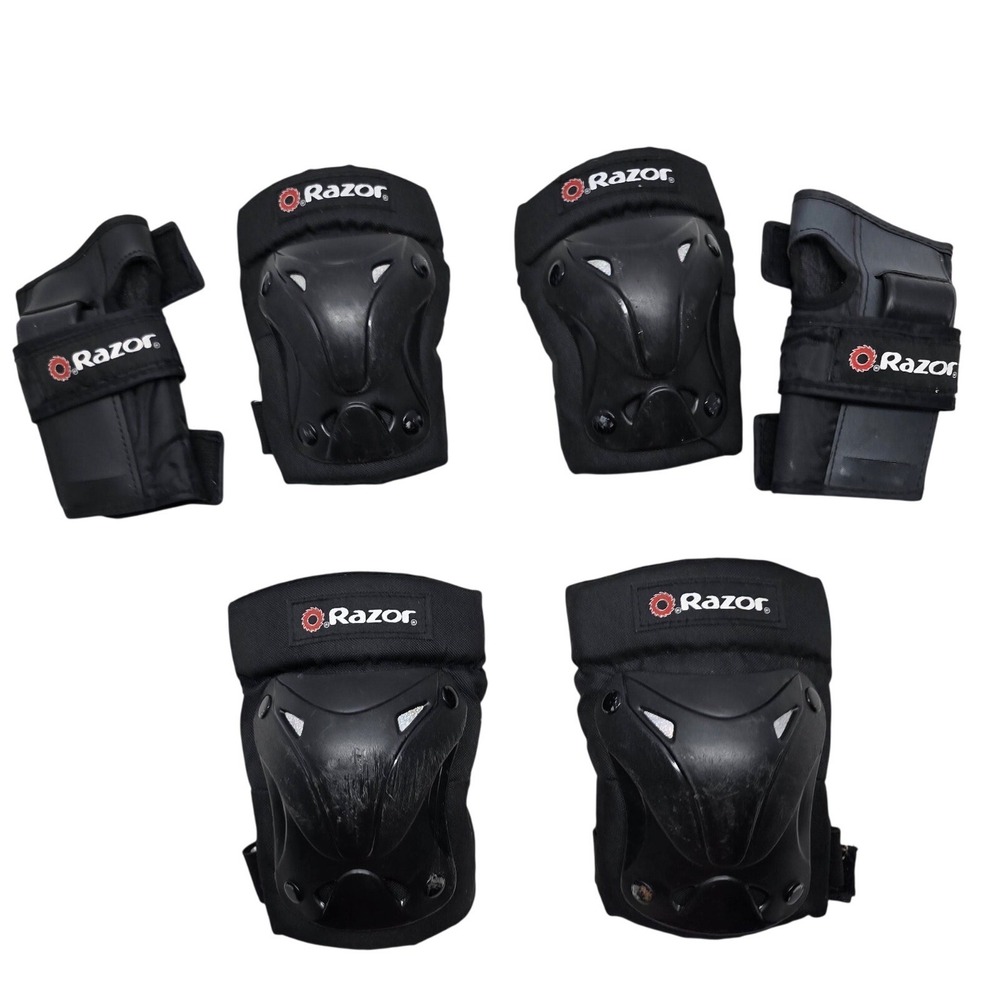 Razor Kids Protective Gear Set Knee Elbow‎ Pads Wrist Guards Black Skate Scooter